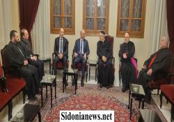وزير الداخلية أحمد الحجار زار مطرانية صيدا المارونية برفقة محافظي الجنوب والبقاع والتقى المطران مارون العمار