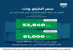 بلدية صيدا أصدرت بيان تكلفة إشتراكات المولدات الكهربائية لشهر أيلول 2026 ورعت إنتقال شبكة المولدات في حي رجال الأربعين من اشتراكات المصدر إلى اشتراكات العكاوي