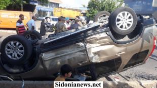 بالصور : حادث سير مروع على طريق الحسبه جنوب مدينة صيدا