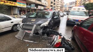 جريح في حادث صدم في شارع ناتاشا سعد في صيدا