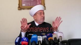 المفتي سوسان يعمّم على خطباء الجمعة التركيز على الدعوة لتثبيت وقف إطلاق النار في عين الحلوة