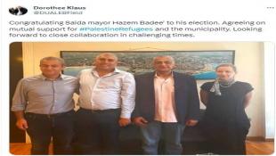 مديرة الأونروا  دوروثي كلاوس  تهنىء الدكتور حازم بديع بانتخابه رئيسا لبلدية صيدا وتبحث معه الوضع في عين الحلوة