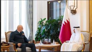 لقاء قائد الجيش اللبناني العماد جوزاف عون مع رئيس مجلس الوزراء القطري الشيخ محمد بن جاسم آل ثاني وتأكيد على مواصلة قطر دعم المؤسسة العسكريه