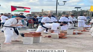 بالصور : فنون قتاليه بذكرى التحرير على كورنيش صيدا البحري نظمتها التعبئة الرياضية للحزب