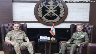 بالصور : قائد الجيش العماد جوزاف عون استقبل اللواء لاثاروا و Blanchard والبحث تناول الوضع عند الحدود الجنوبية