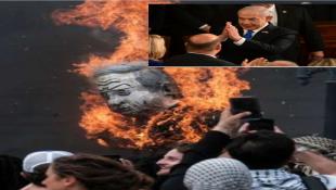 الأخبار : عراضة الكونغرس: نصر نتنياهو الموهوم؟ : 30 مرة قوطع تصفيقا  داخل الكونغرس وفي الخارج تظاهرة  تحرق دميته كمجرم حرب