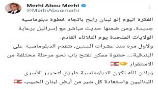 مرعي أبو مرعي على منصة أكس : لأول مرة منذ عشرات السنين تتقدّم الدبلوماسية على البندقية في لبنان