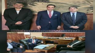 رئيس مجلس إدارة هيئة إدارة قطاع البترول فوزي خليفة ورئيس الغرفة الأولى لدى ديوان المحاسبة القاضي عبدالرضى ناصر بحثا في جهود دفع قطاع البترول في لبنان الى الأمام